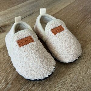 L-RUN Kids Toddler Sherpa Slippers Cream Soft Cozy Indoor Shoes EU 26–27